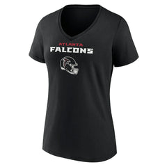 Atlanta Falcons Women's Personalized Name & Number Team Wordmark V-Neck T-Shirt Black