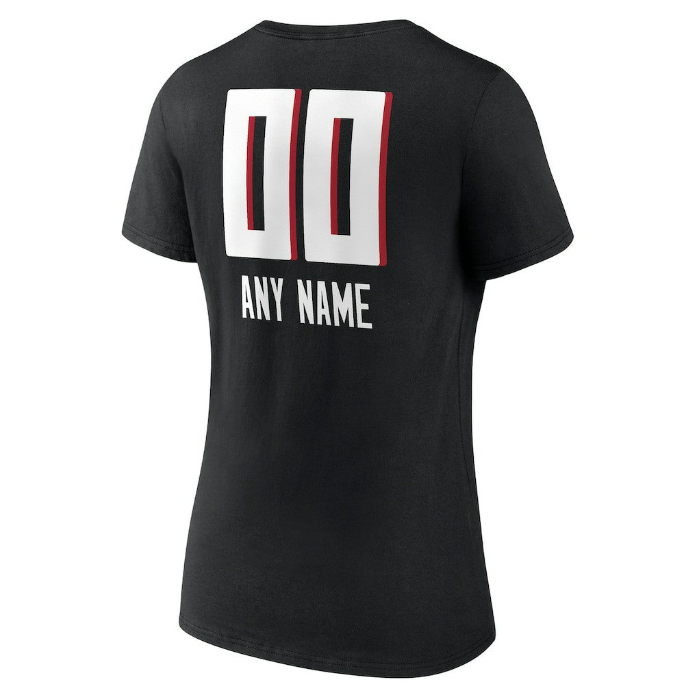 Atlanta Falcons Women's Personalized Name & Number Team Wordmark V-Neck T-Shirt Black