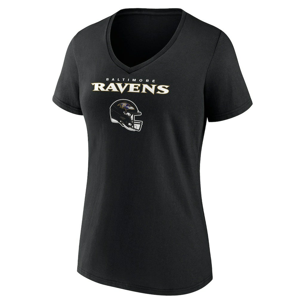 Baltimore Ravens Women's Personalized Name & Number Team Wordmark V-Neck T-Shirt Black