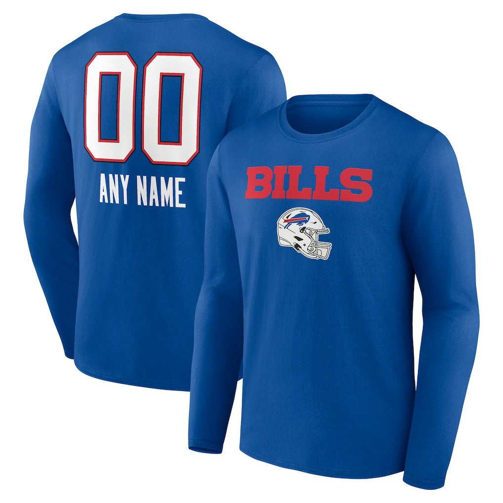 Buffalo Bills Personalized Name & Number Team Wordmark Long Sleeve T-Shirt Royal