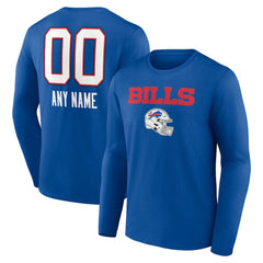 Buffalo Bills Personalized Name & Number Team Wordmark Long Sleeve T-Shirt Royal