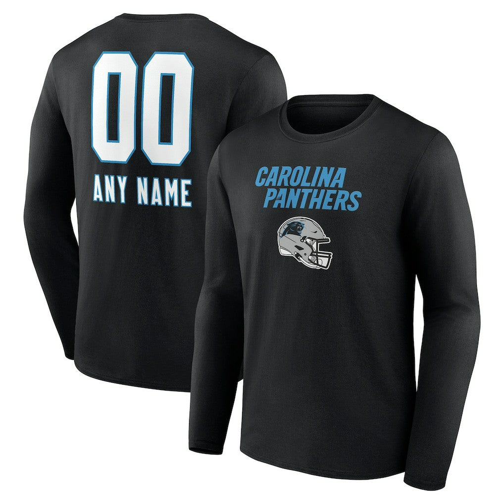 Carolina Panthers Personalized Name & Number Team Wordmark Long Sleeve T-Shirt Black