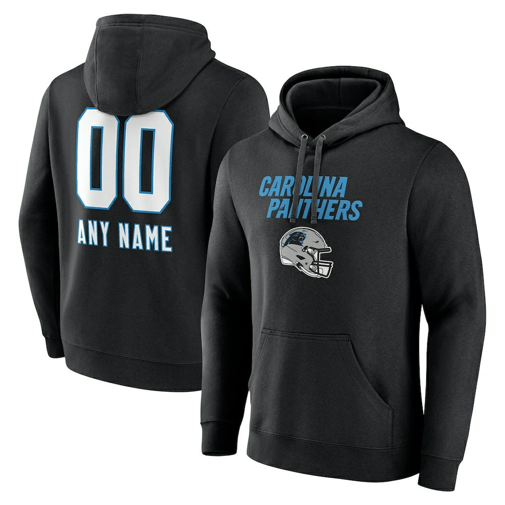 Carolina Panthers Personalized Name & Number Team Wordmark Pullover Hoodie Black