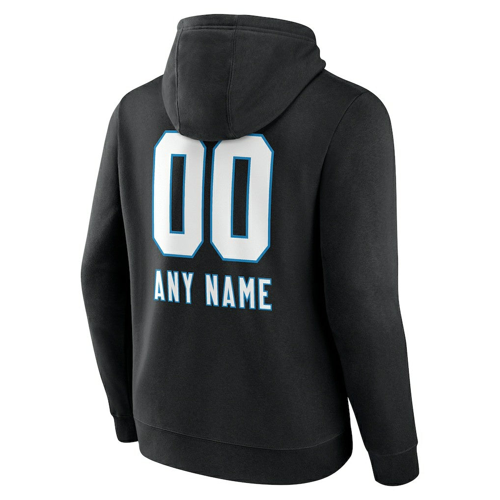 Carolina Panthers Personalized Name & Number Team Wordmark Pullover Hoodie Black