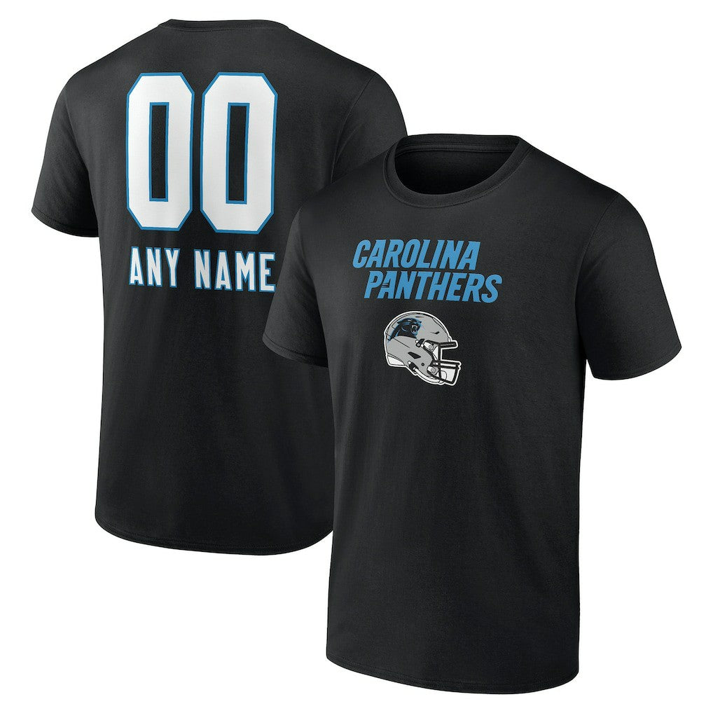 Carolina Panthers Personalized Name & Number Team Wordmark T-Shirt Black
