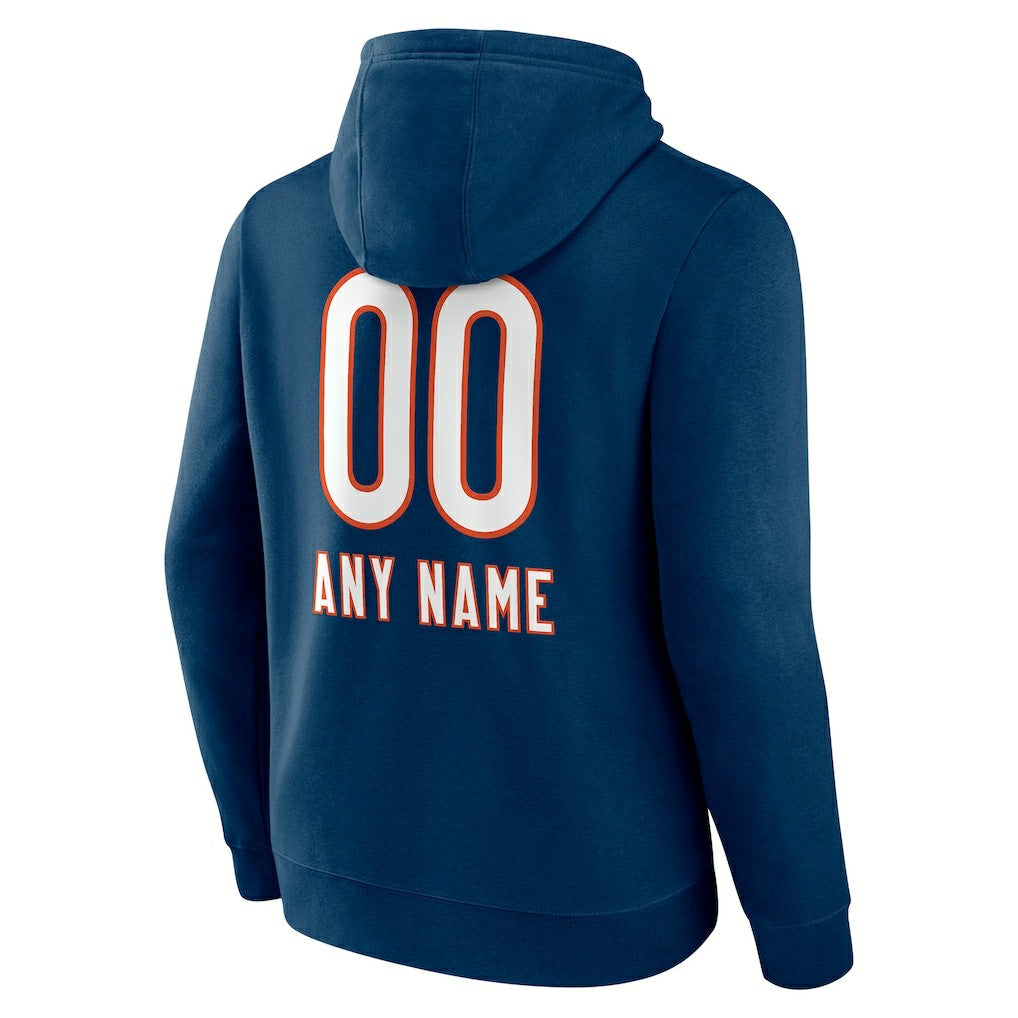 Chicago Bears Personalized Name & Number Team Wordmark Pullover Hoodie Navy