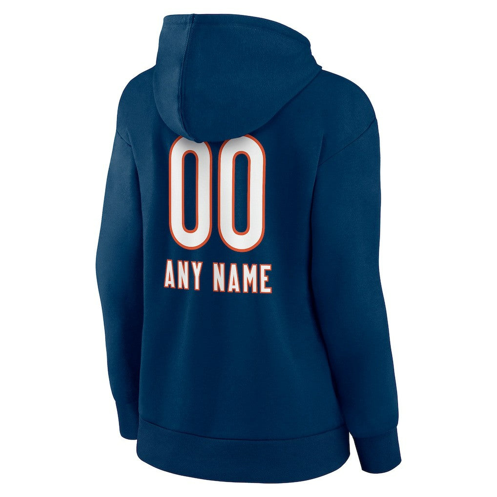 Chicago Bears Women's Personalized Name & Number Team Wordmark Pullover Hoodie Navy