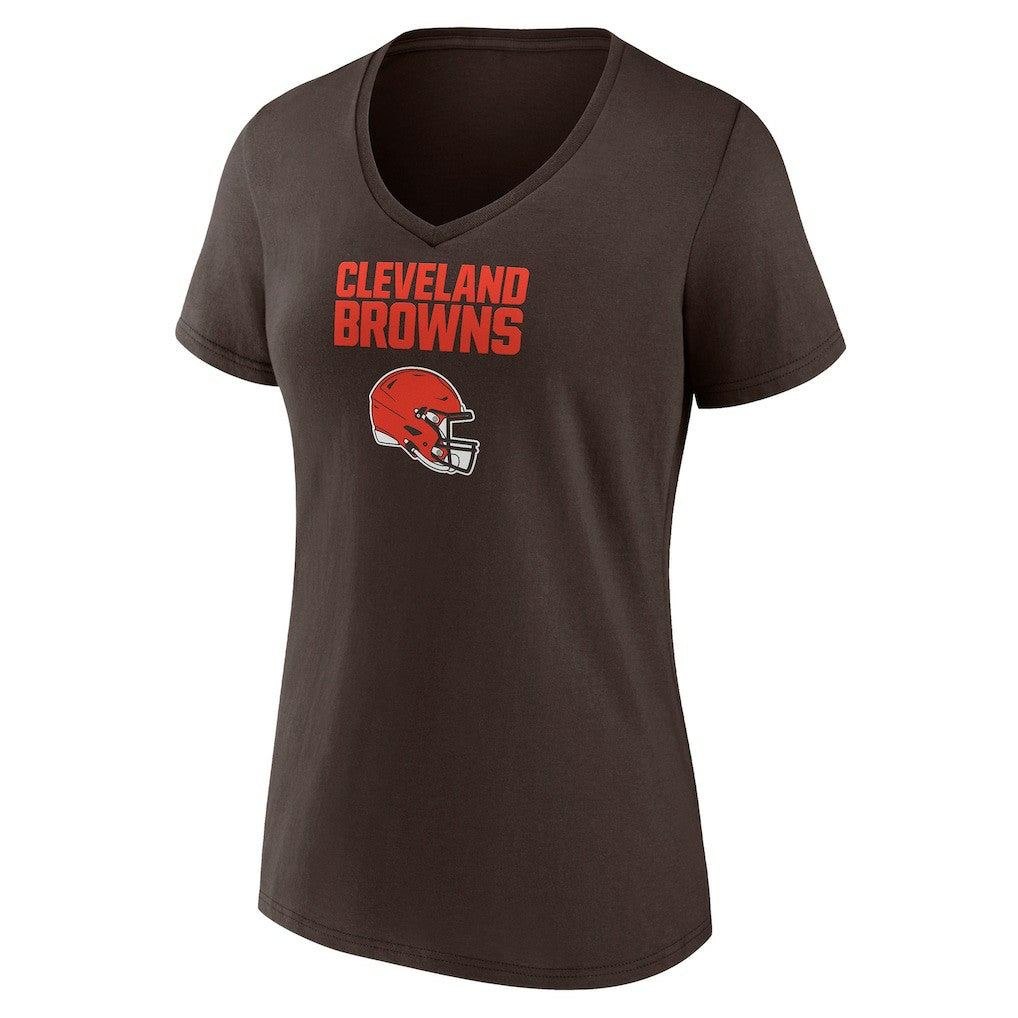 Cleveland Browns Women's Personalized Name & Number Team Wordmark V-Neck T-Shirt Brown