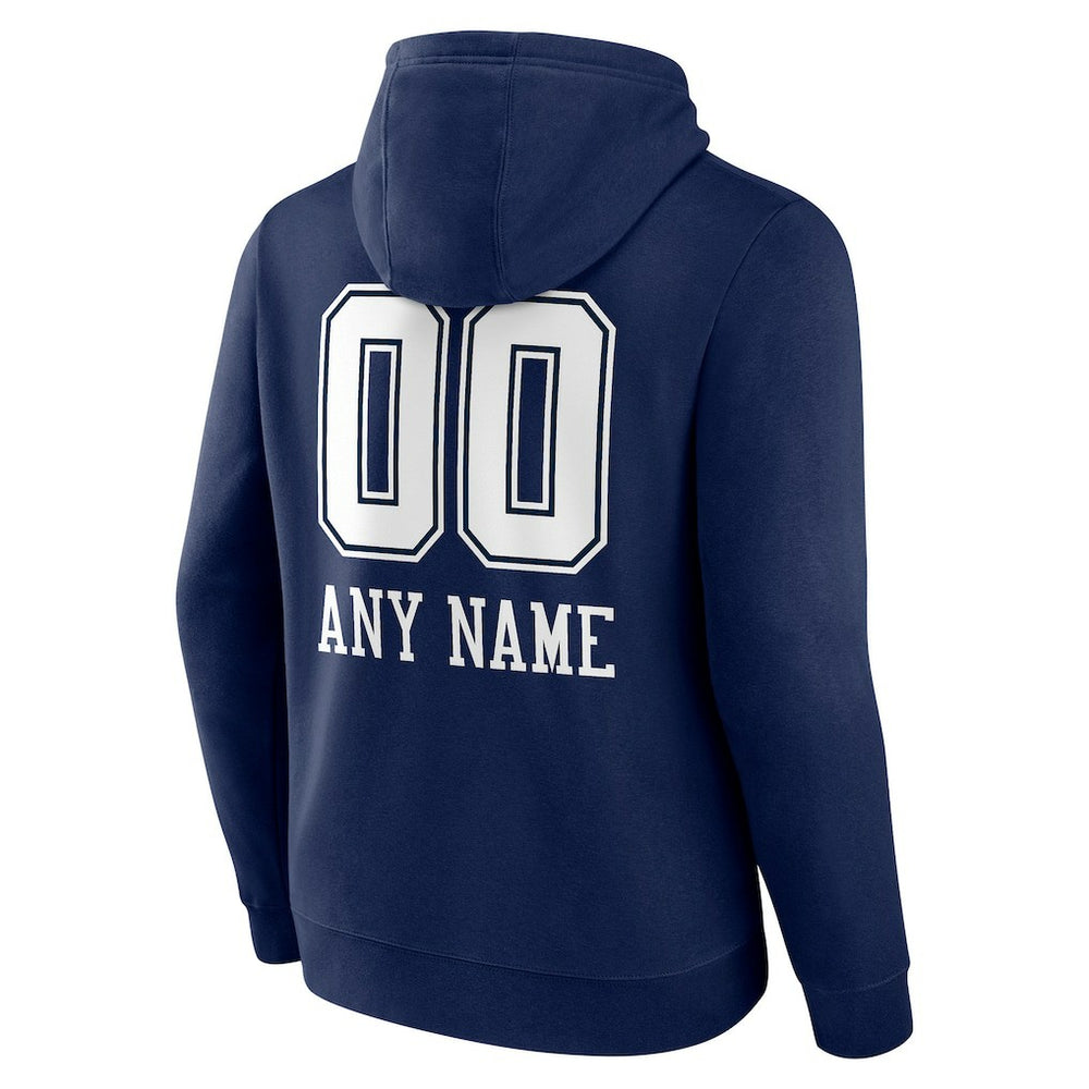 Dallas Cowboys Personalized Name & Number Team Wordmark Pullover Hoodie Navy