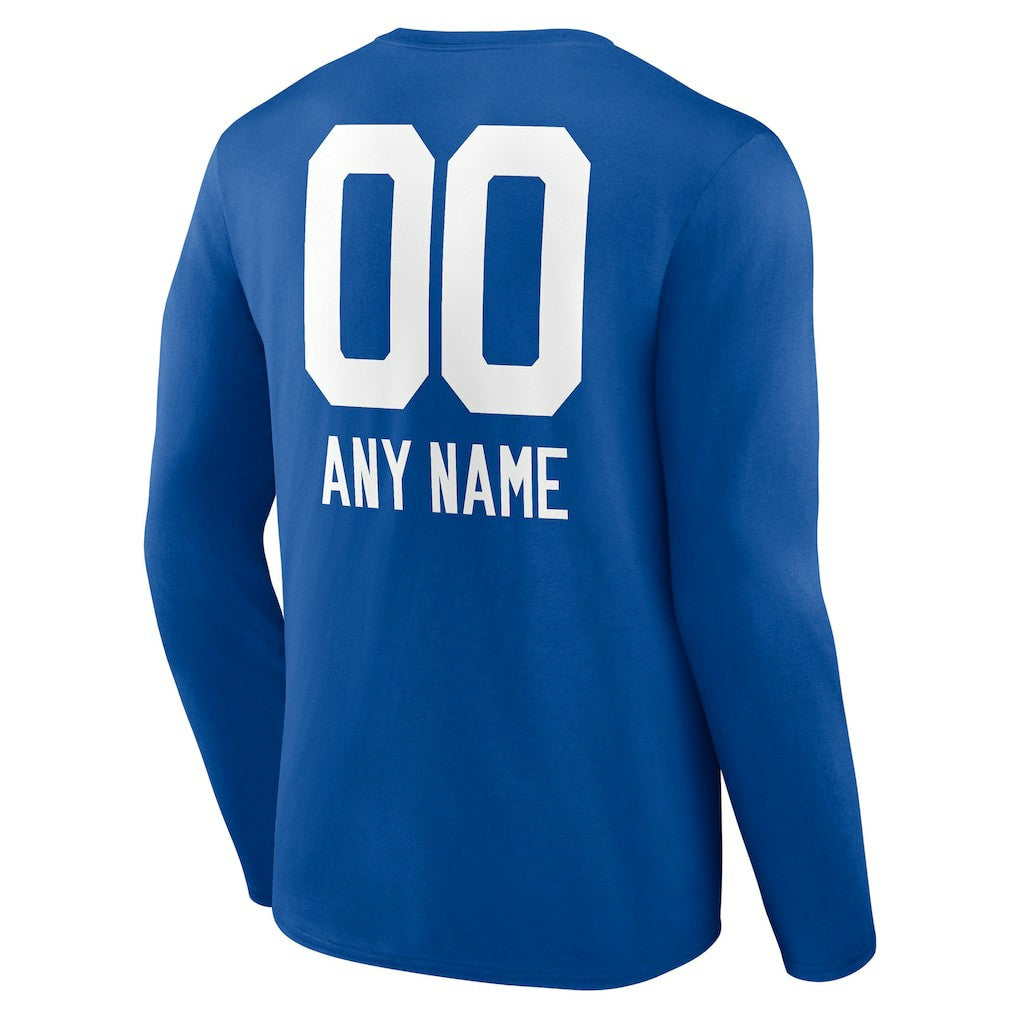 Indianapolis Colts Personalized Name & Number Team Wordmark Long Sleeve T-Shirt Royal