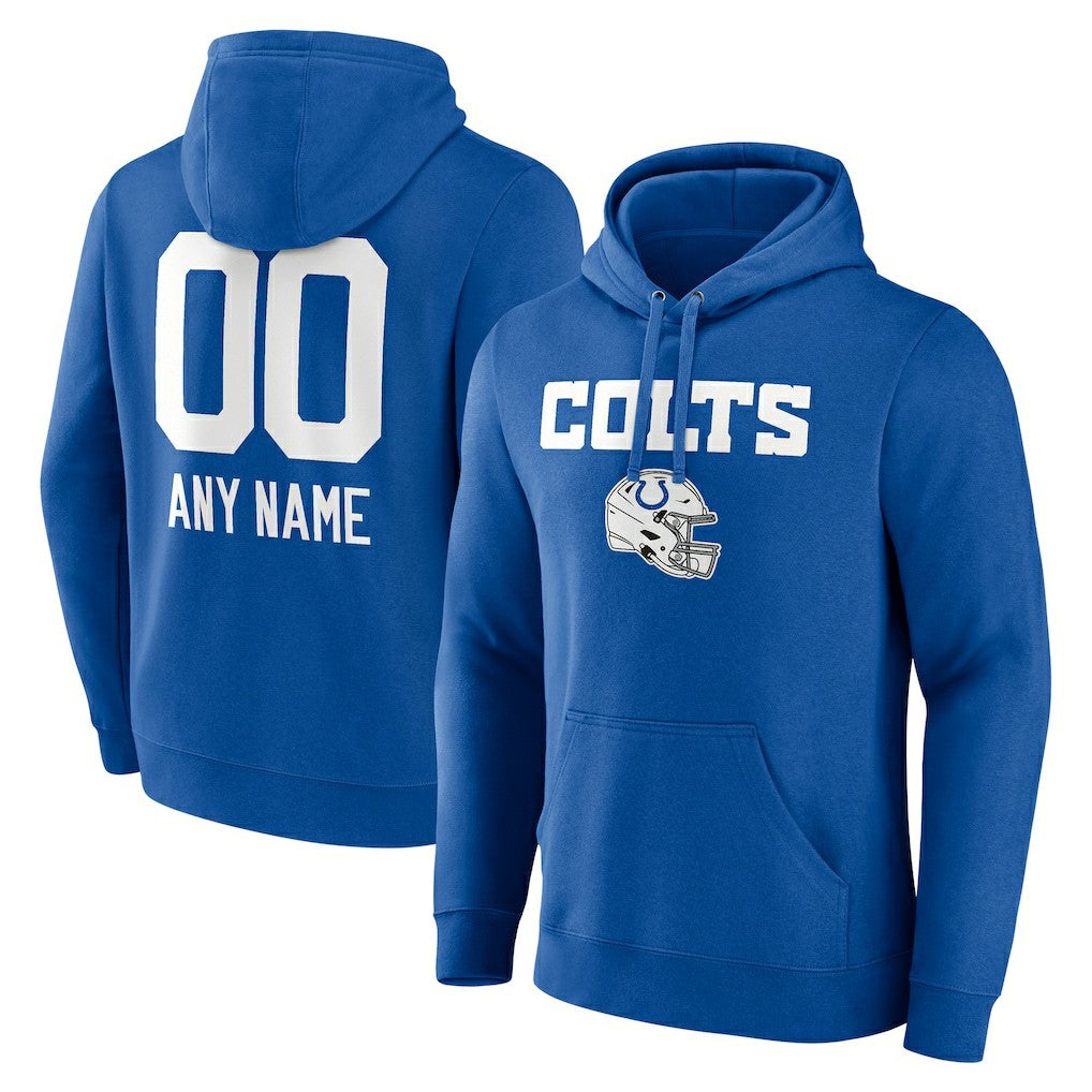 Indianapolis Colts Personalized Name & Number Team Wordmark Pullover Hoodie Royal