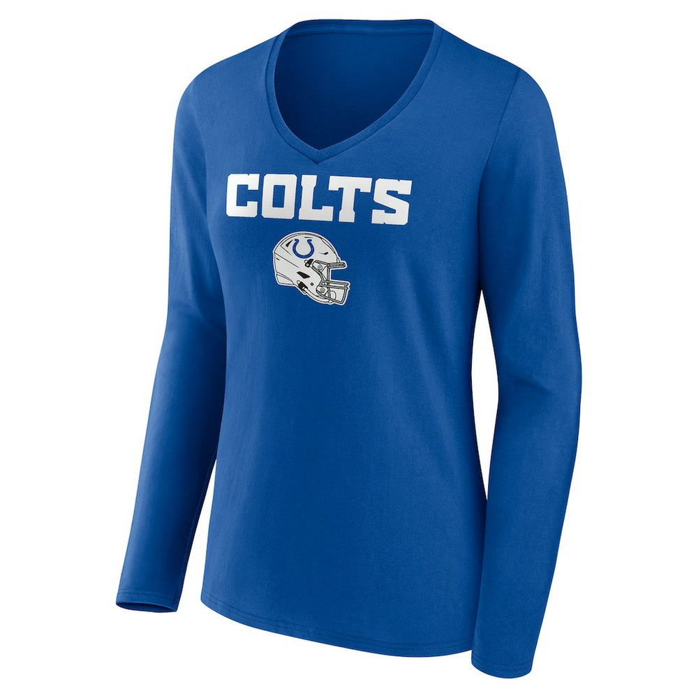Indianapolis Colts Women's Personalized Name & Number Team Wordmark Long Sleeve V-Neck T-Shirt Royal