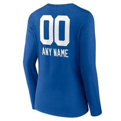 Indianapolis Colts Women's Personalized Name & Number Team Wordmark Long Sleeve V-Neck T-Shirt Royal