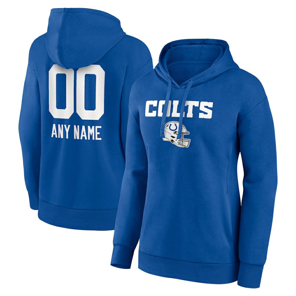 Indianapolis Colts Women's Personalized Name & Number Team Wordmark Pullover Hoodie Royal