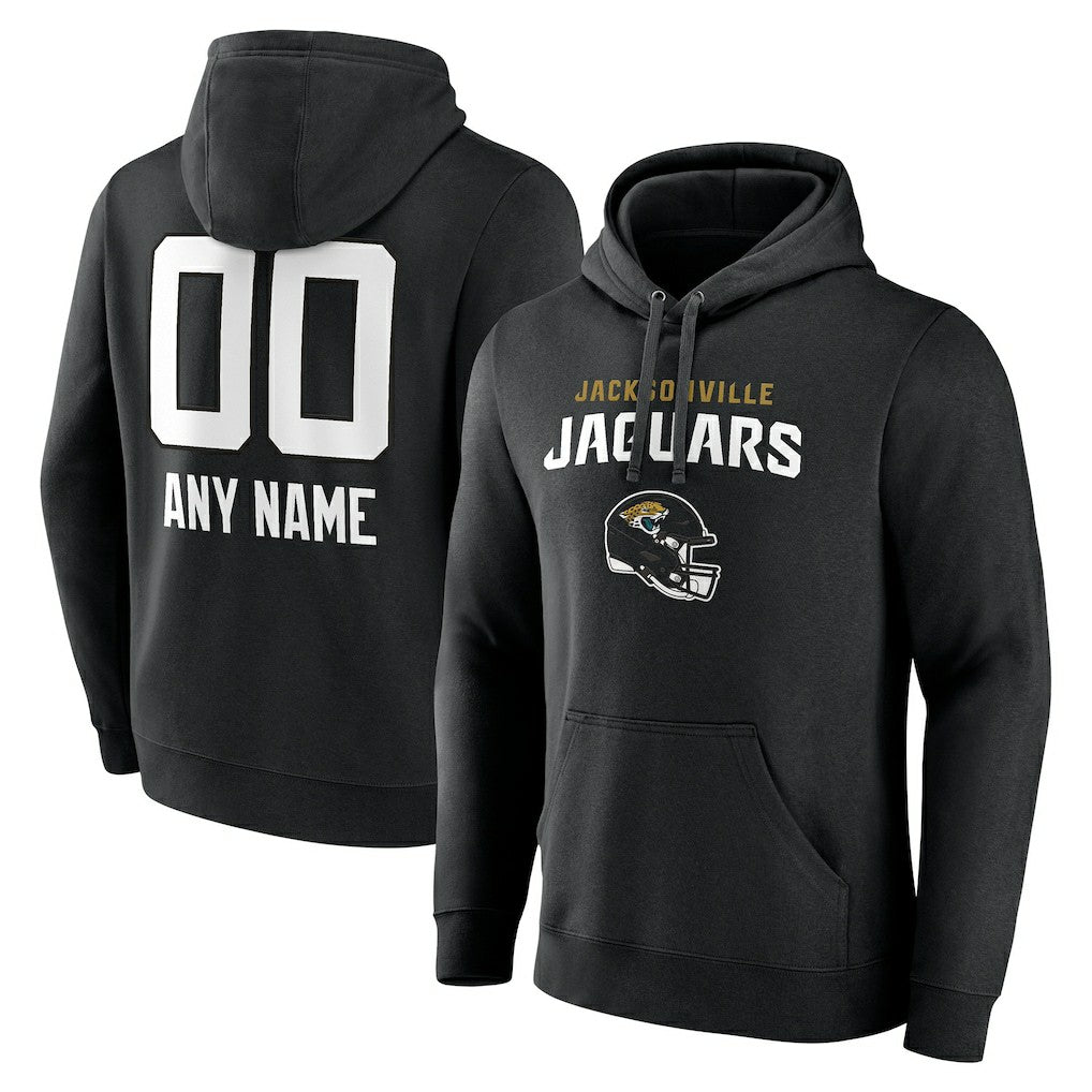 Jacksonville Jaguars Personalized Name & Number Team Wordmark Pullover Hoodie Black