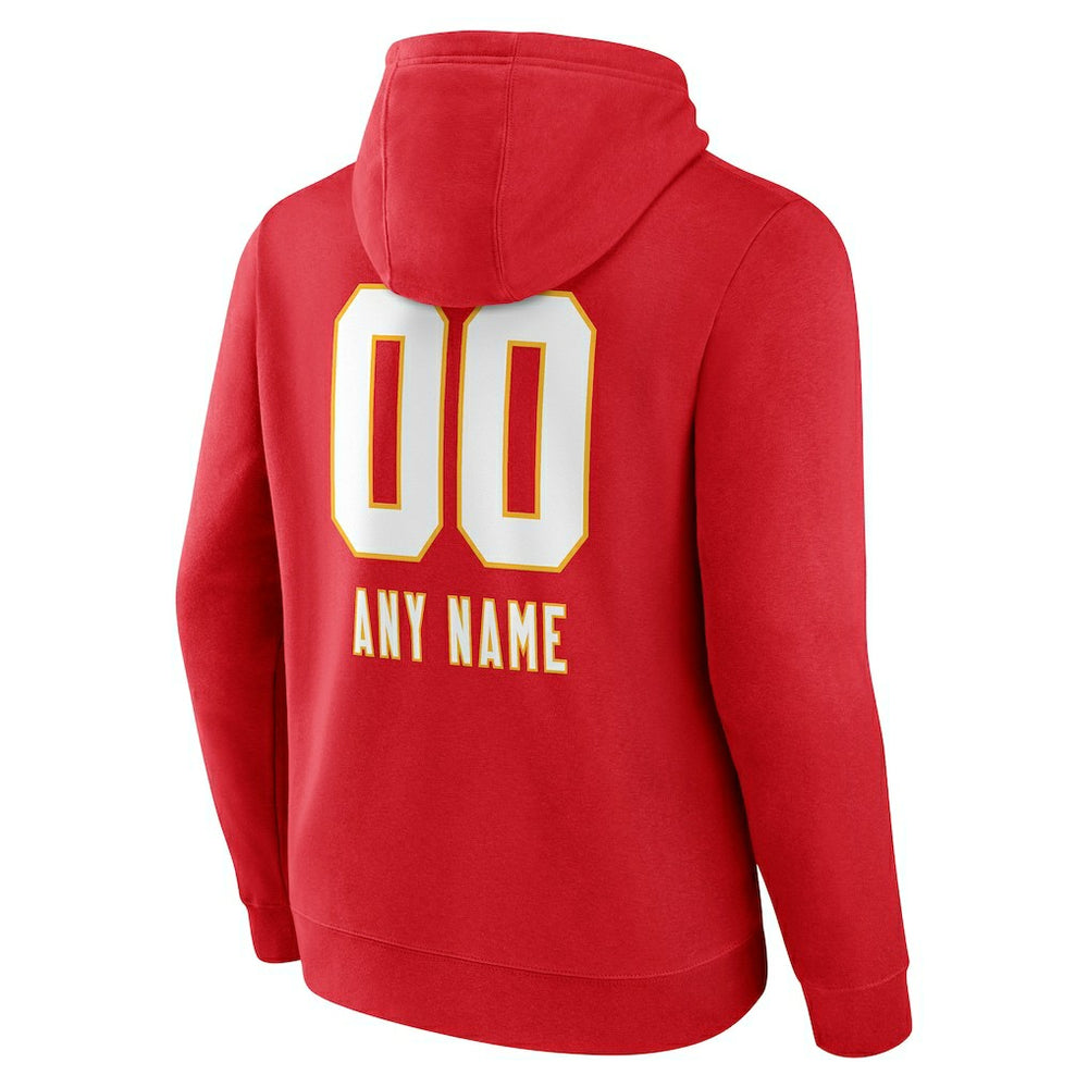 Kansas City Chiefs Personalized Name & Number Team Wordmark Pullover Hoodie Red