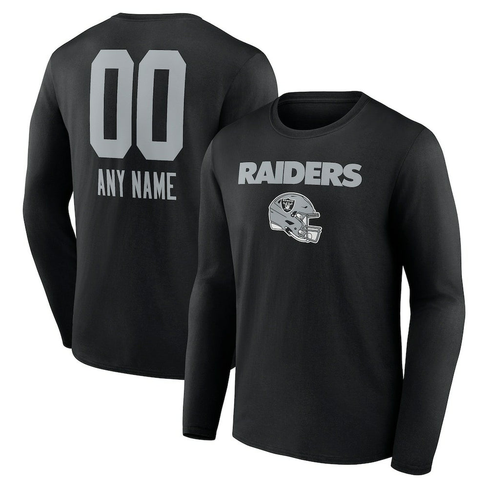 Las Vegas Raiders Personalized Name & Number Team Wordmark Long Sleeve T-Shirt Black