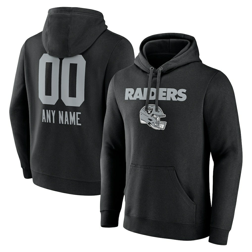 Las Vegas Raiders Personalized Name & Number Team Wordmark Pullover Hoodie Black