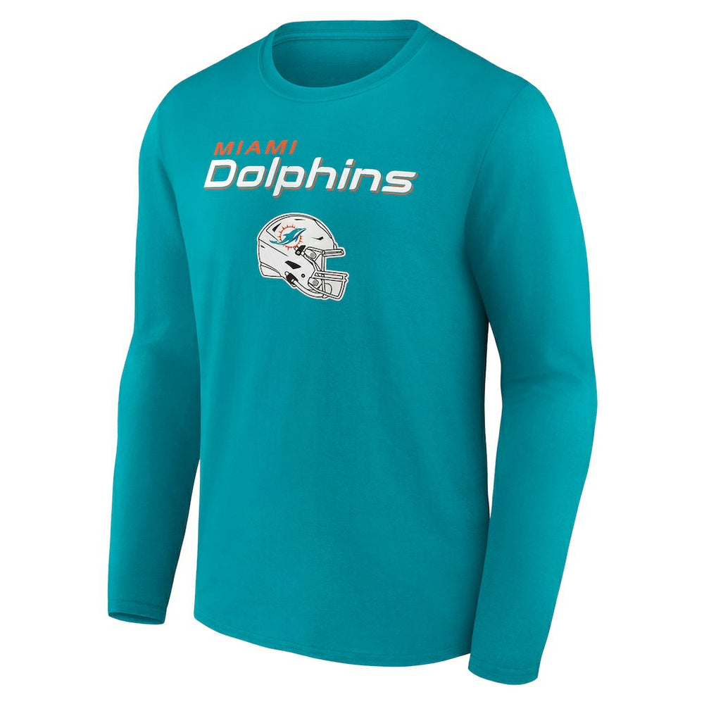 Miami Dolphins Personalized Name & Number Team Wordmark Long Sleeve T-Shirt Aqua