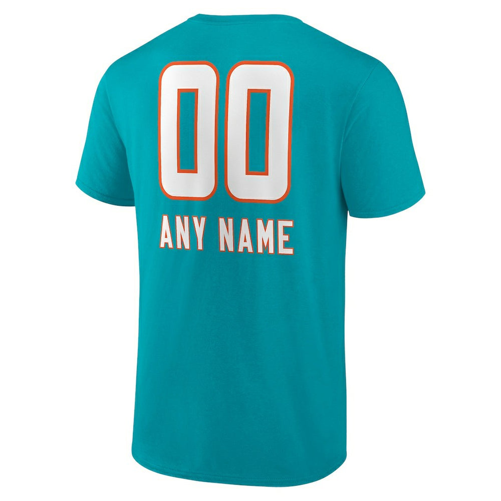 Miami Dolphins Personalized Name & Number Team Wordmark T-Shirt Aqua
