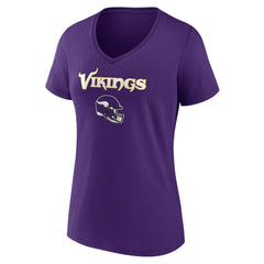 Minnesota Vikings Women's Personalized Name & Number Team Wordmark V-Neck T-Shirt Purple