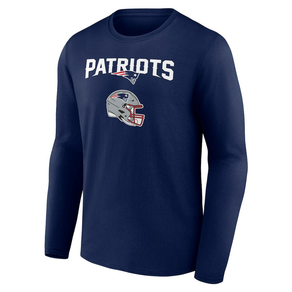 New England Patriots Personalized Name & Number Team Wordmark Long Sleeve T-Shirt Navy
