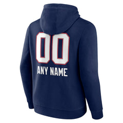 New England Patriots Personalized Name & Number Team Wordmark Pullover Hoodie Navy