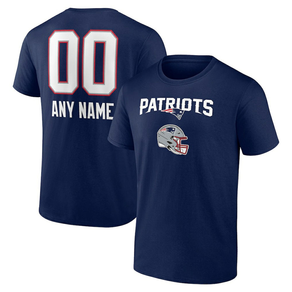 New England Patriots Personalized Name & Number Team Wordmark T-Shirt Navy