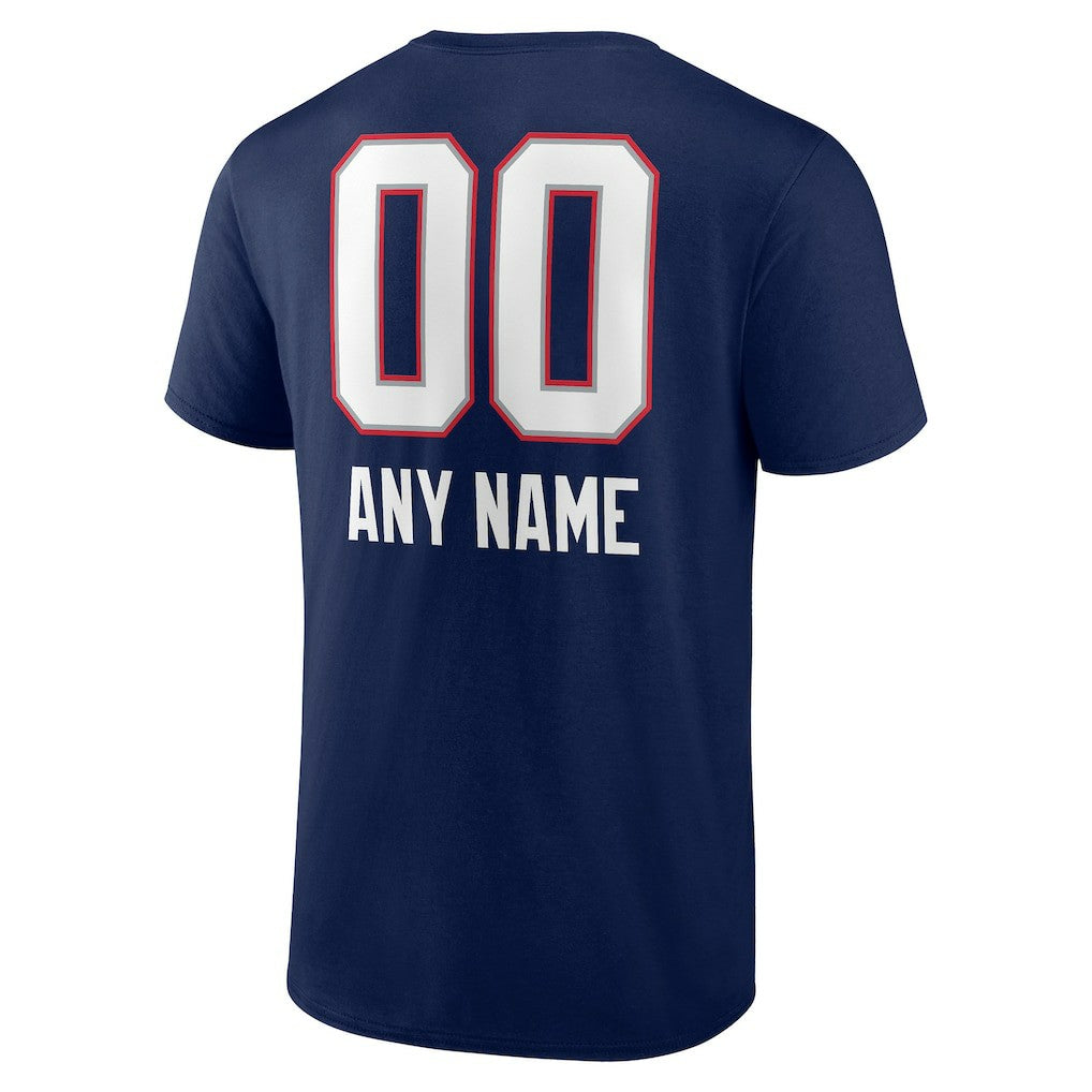 New England Patriots Personalized Name & Number Team Wordmark T-Shirt Navy