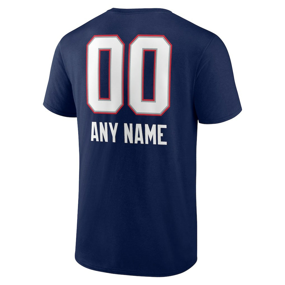 New England Patriots Personalized Name & Number Team Wordmark T-Shirt Navy