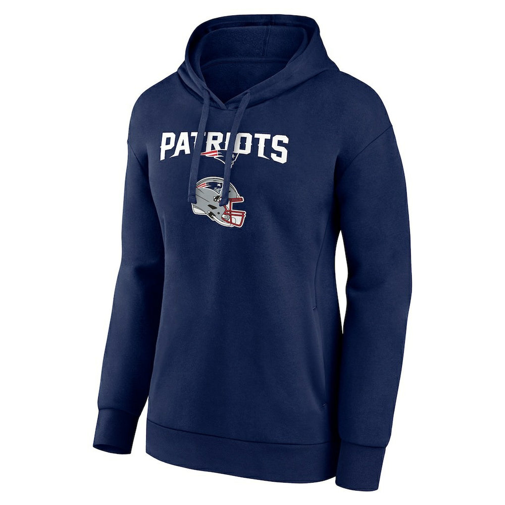 New England Patriots Women's Personalized Name & Number Team Wordmark Pullover Hoodie Navy