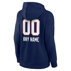 New England Patriots Women's Personalized Name & Number Team Wordmark Pullover Hoodie Navy