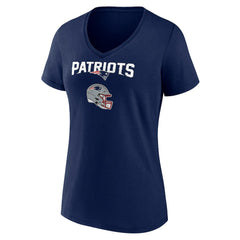 New England Patriots Women's Personalized Name & Number Team Wordmark V-Neck T-Shirt Navy
