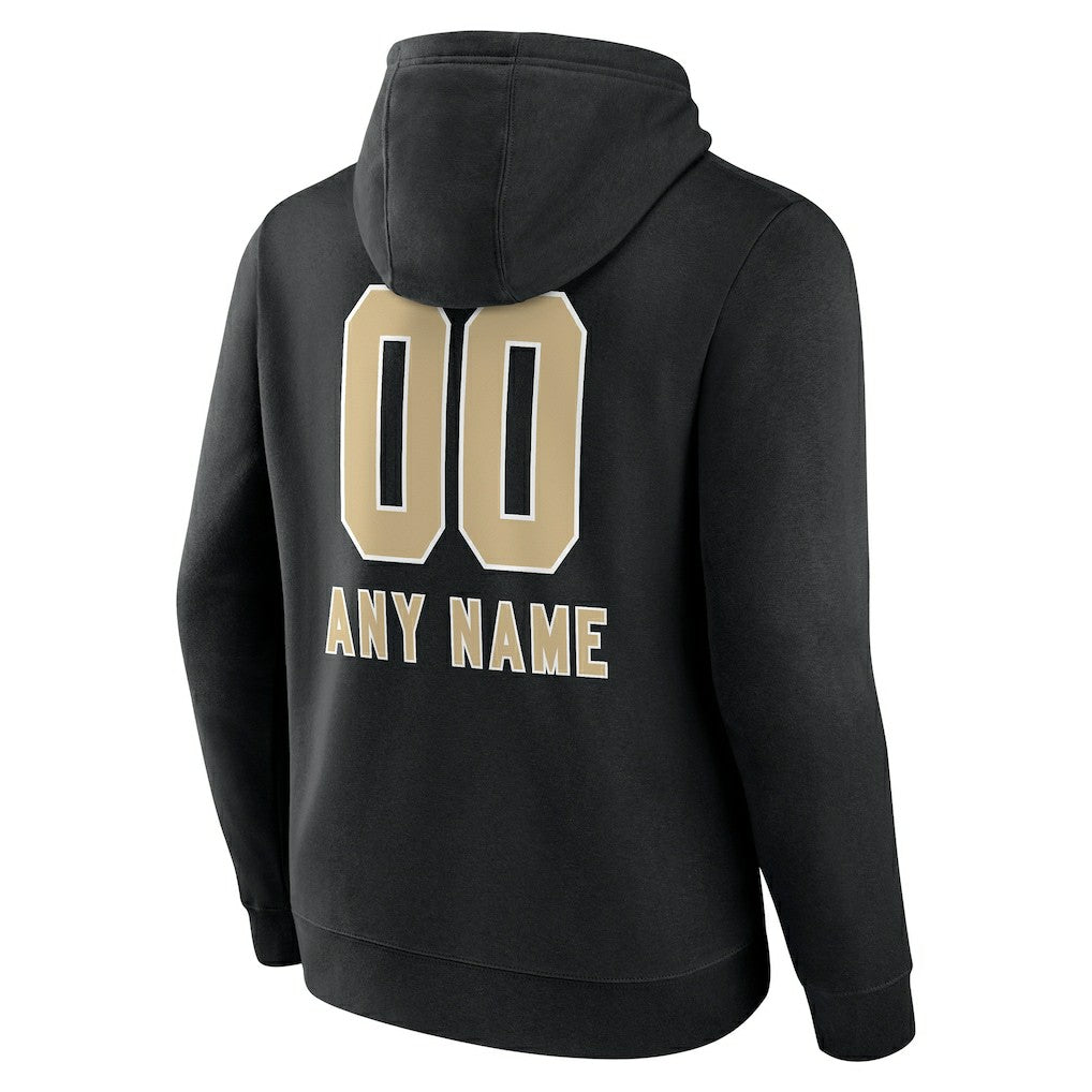 New Orleans Saints Personalized Name & Number Team Wordmark Pullover Hoodie Black