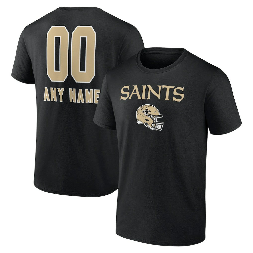 New Orleans Saints Personalized Name & Number Team Wordmark T-Shirt Black
