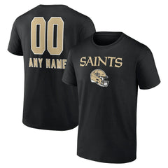New Orleans Saints Personalized Name & Number Team Wordmark T-Shirt Black