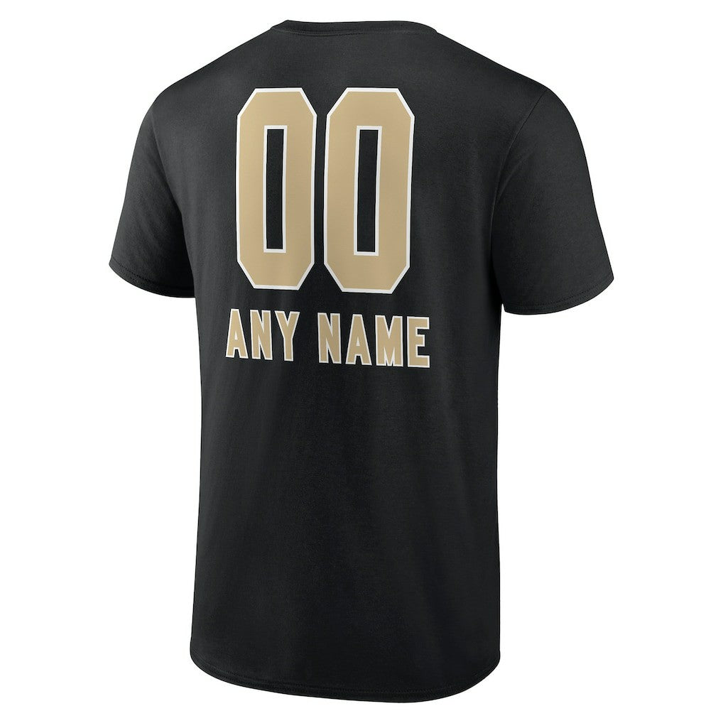 New Orleans Saints Personalized Name & Number Team Wordmark T-Shirt Black