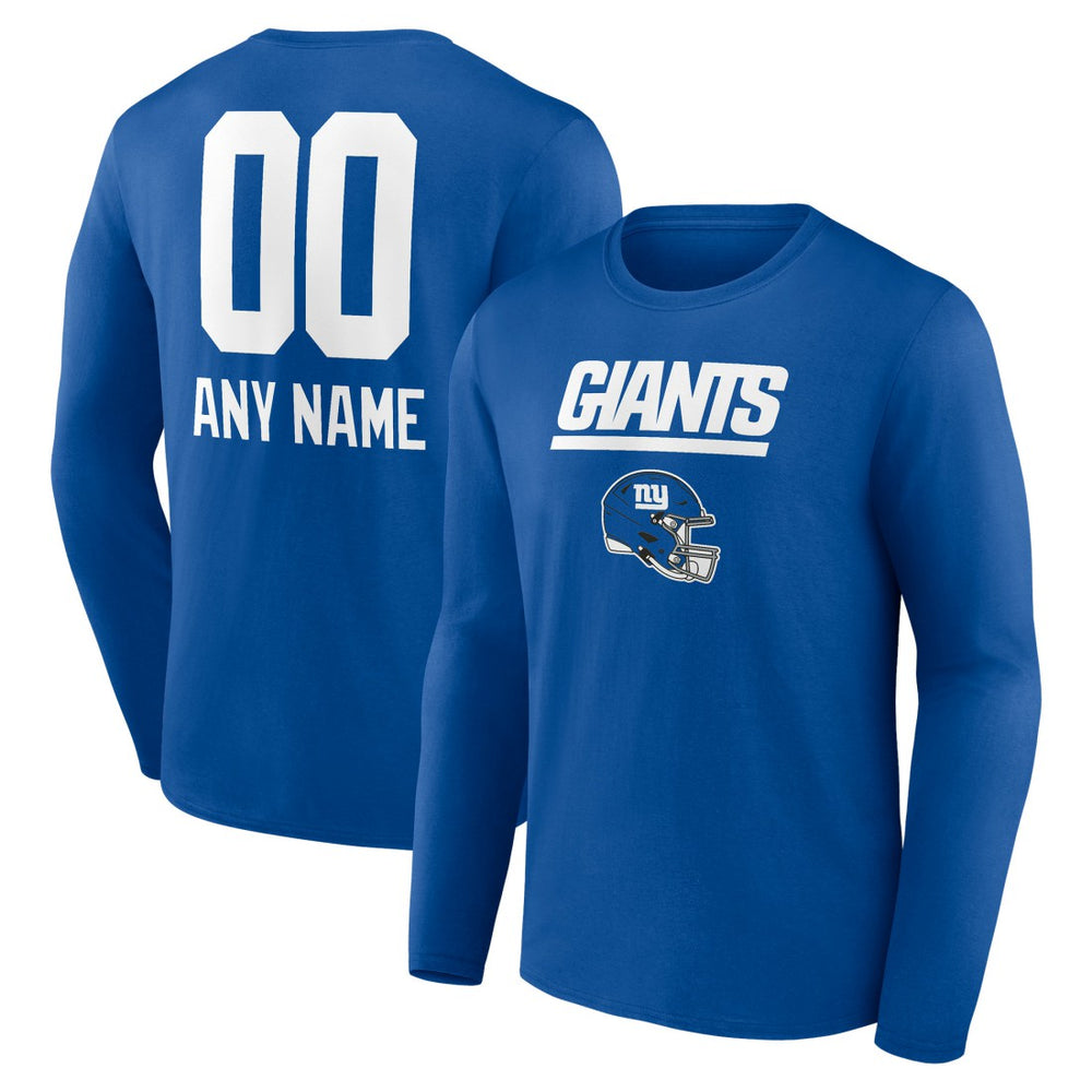 New York Giants Personalized Name & Number Team Wordmark Long Sleeve T-Shirt Royal