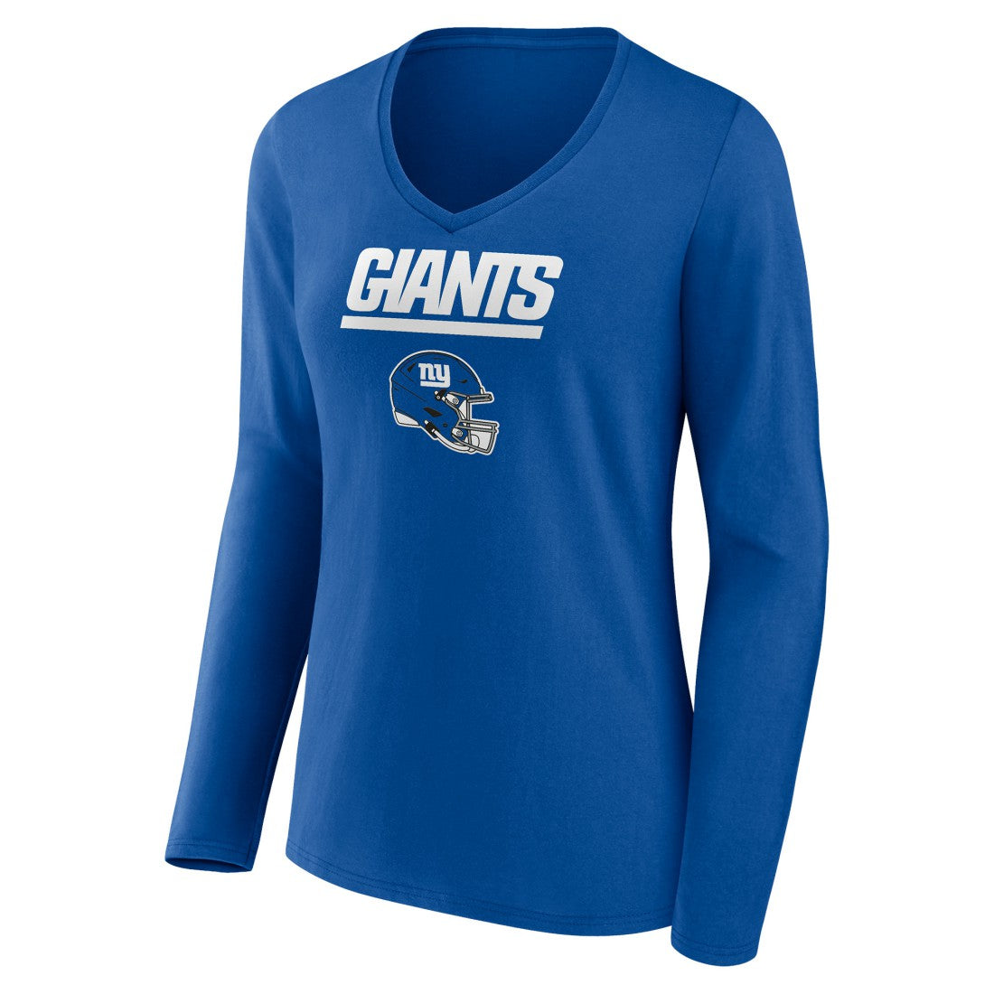 New York Giants Women's Personalized Name & Number Team Wordmark Long Sleeve V-Neck T-Shirt Royal