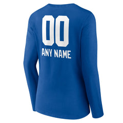 New York Giants Women's Personalized Name & Number Team Wordmark Long Sleeve V-Neck T-Shirt Royal