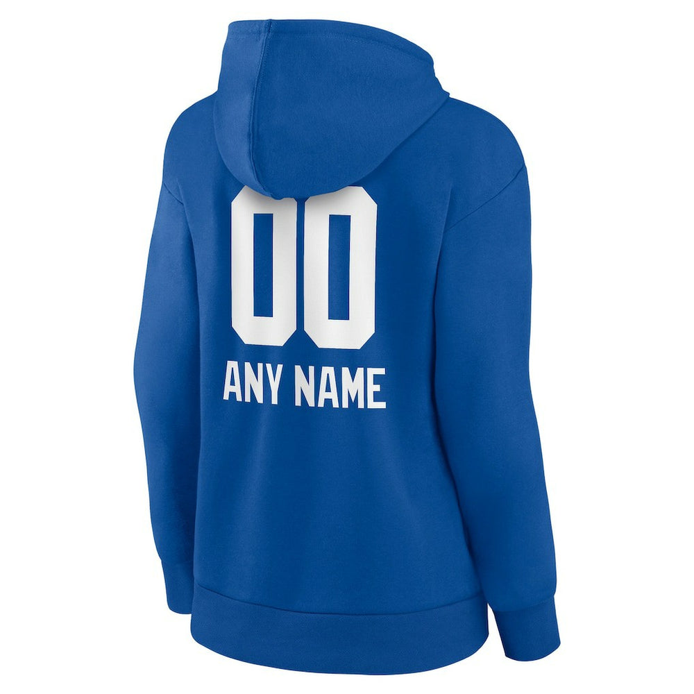 New York Giants Women's Personalized Name & Number Team Wordmark Pullover Hoodie Royal