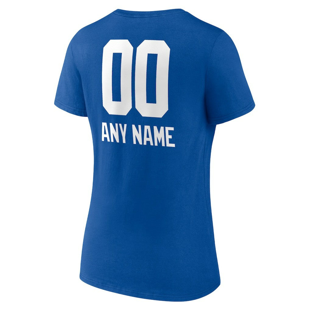 New York Giants Women's Personalized Name & Number Team Wordmark V-Neck T-Shirt Royal