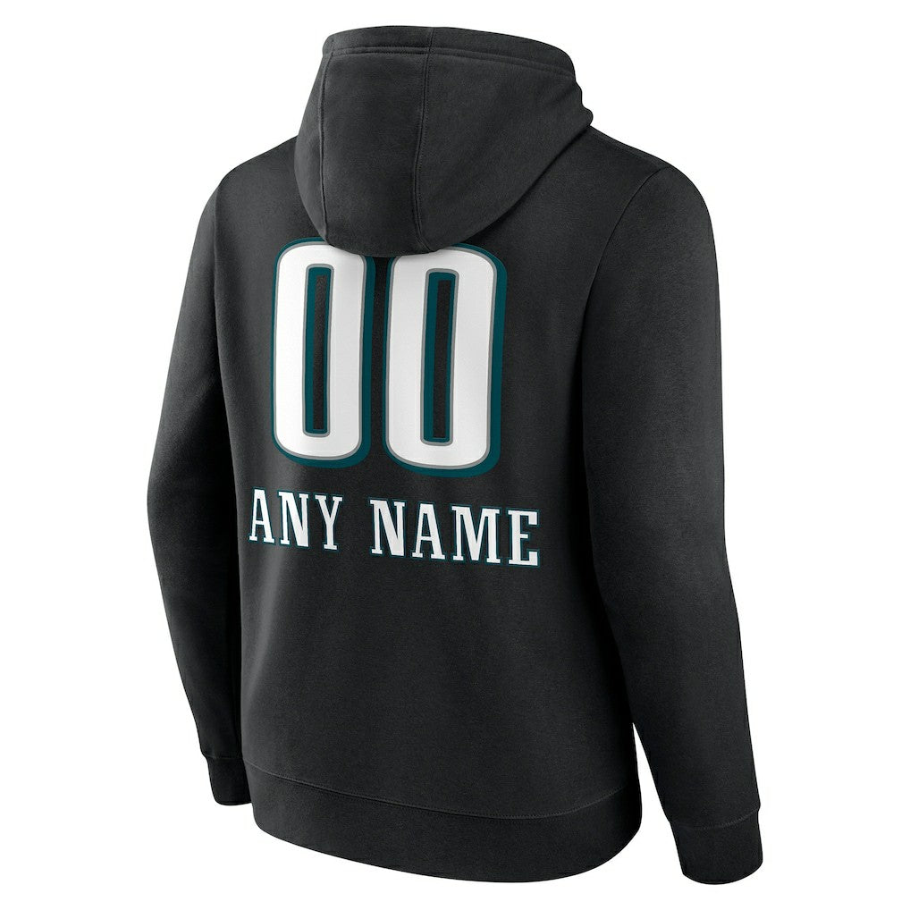 Philadelphia Eagles Personalized Name & Number Team Wordmark Pullover Hoodie Black