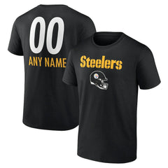 Pittsburgh Steelers Personalized Name & Number Team Wordmark T-Shirt Black