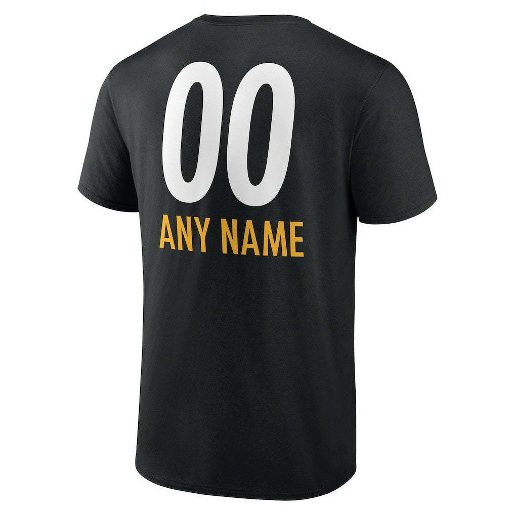 Pittsburgh Steelers Personalized Name & Number Team Wordmark T-Shirt Black