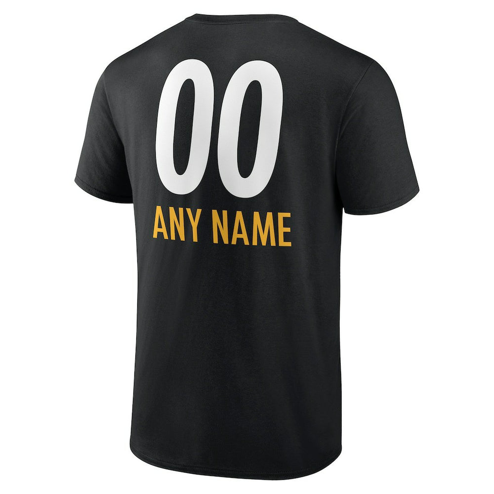 Pittsburgh Steelers Personalized Name & Number Team Wordmark T-Shirt Black