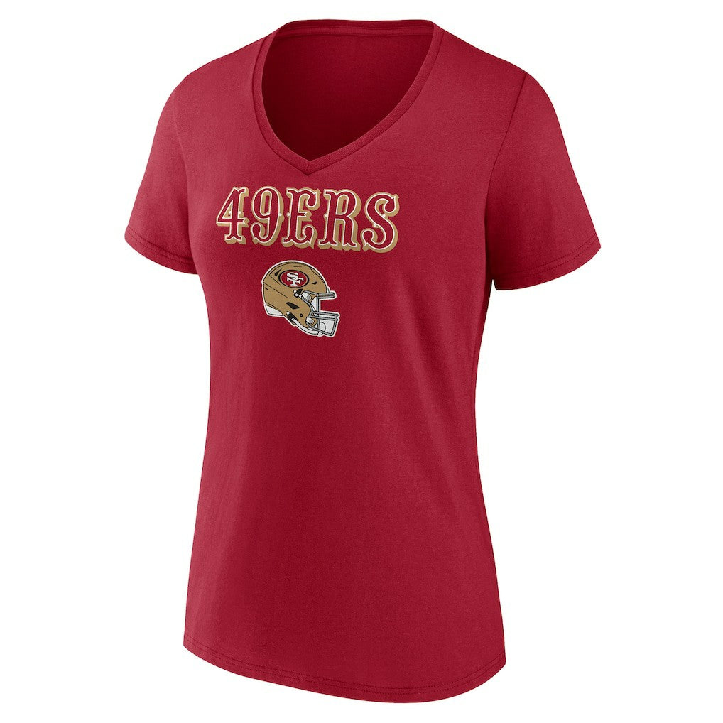 San Francisco 49ers Women's Personalized Name & Number Team Wordmark V-Neck T-Shirt Scarlet