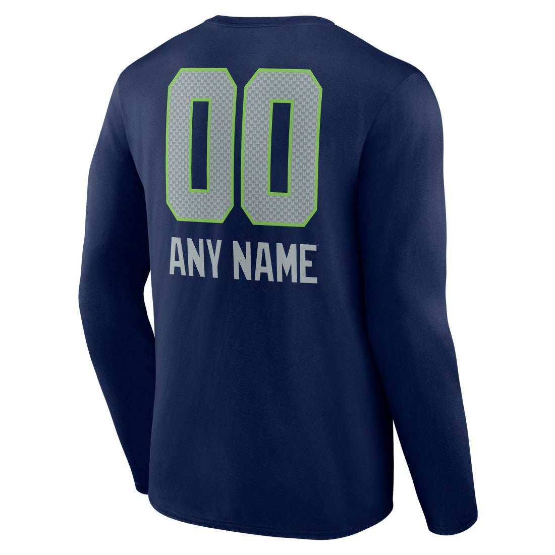 Seattle Seahawks Personalized Name & Number Team Wordmark Long Sleeve T-Shirt College Navy