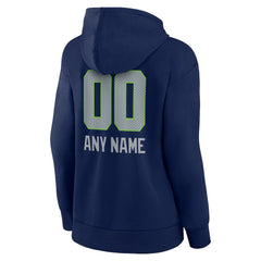 Seattle Seahawks Women's Personalized Name & Number Team Wordmark Pullover Hoodie College Navy