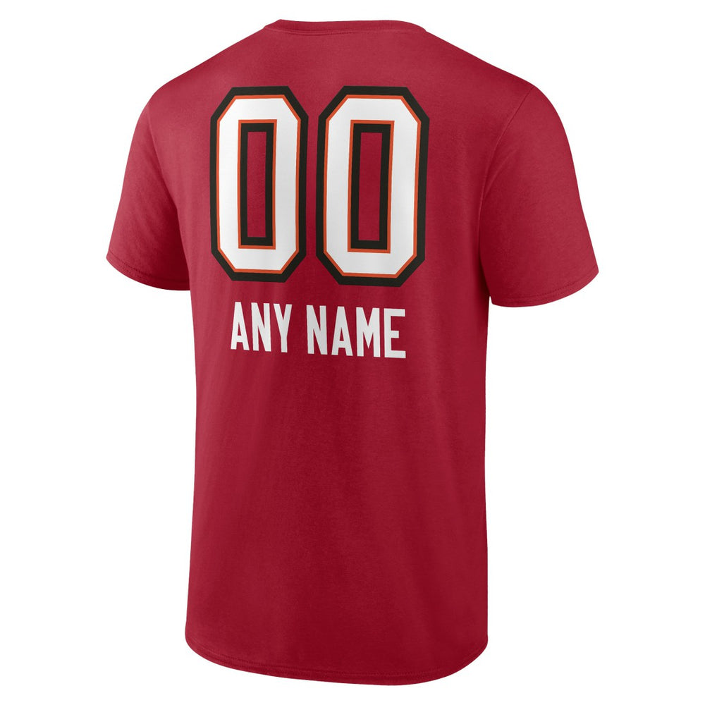 Tampa Bay Buccaneers Personalized Name & Number Team Wordmark T-Shirt Red